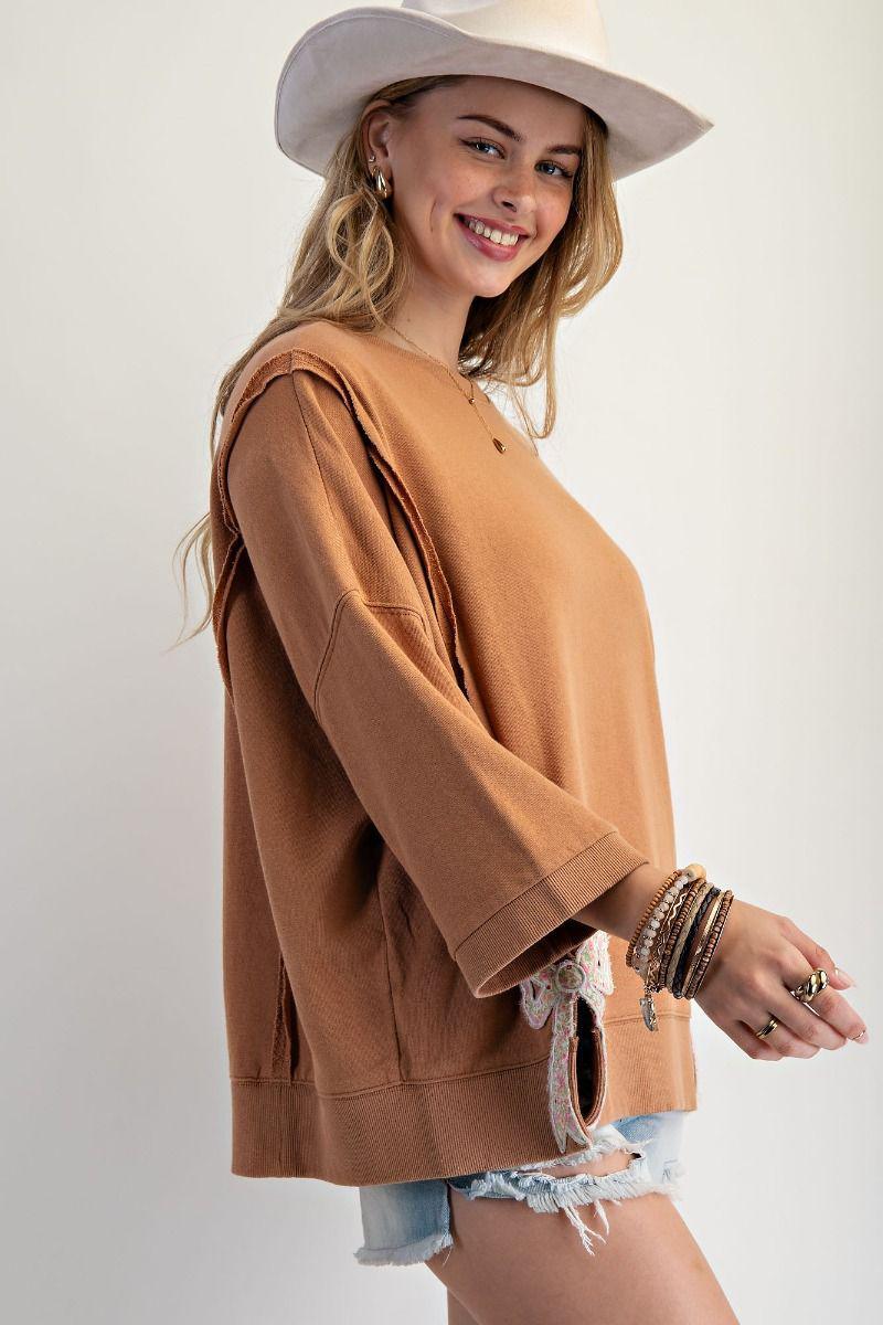 Camel Bow Patch Terry Pullover