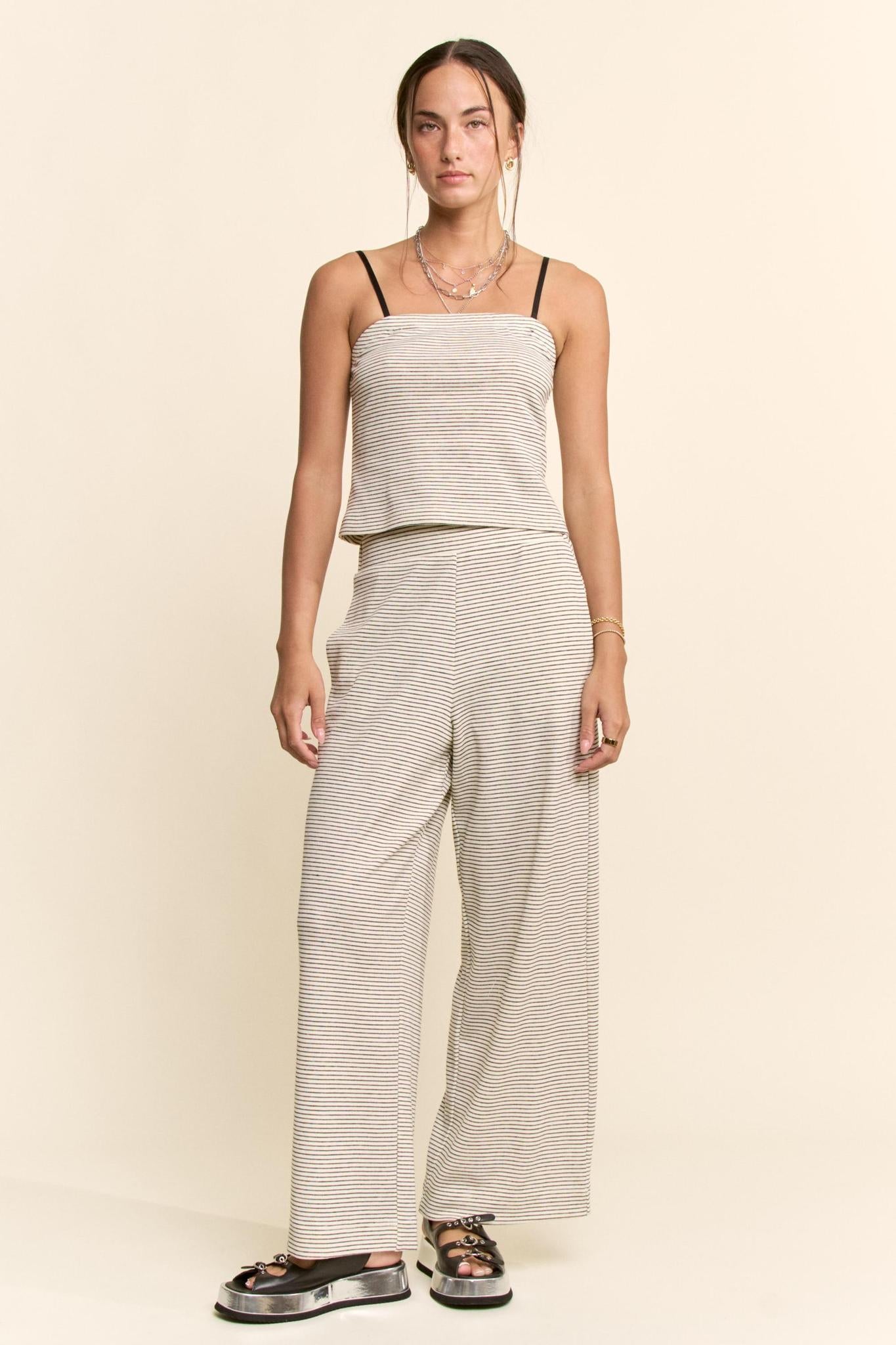 Strapless Top And Wide-leg Pants Set