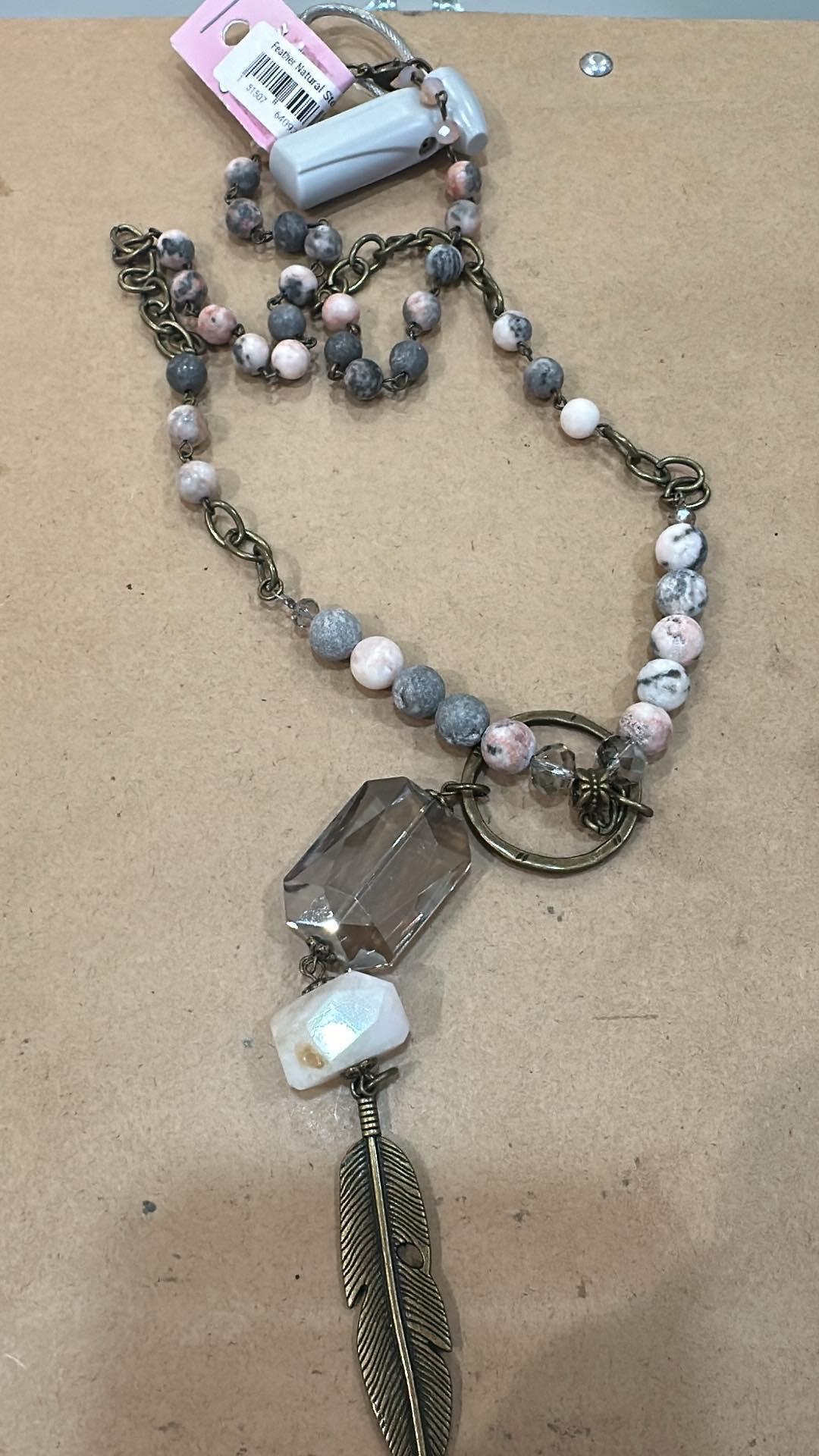 Feather Natural Stone Necklace