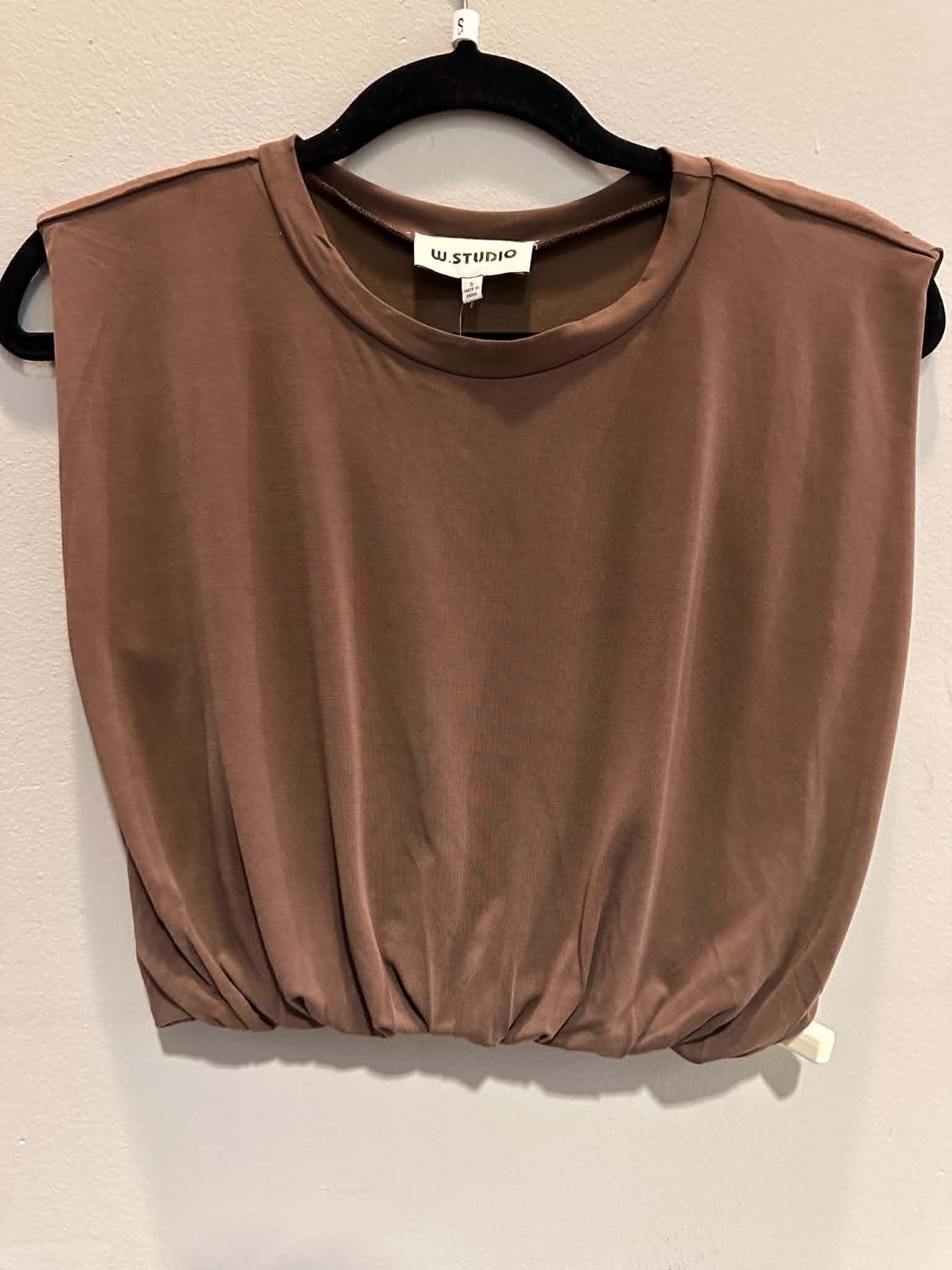 Sleeveless Balloon Hem Knit Crop Top