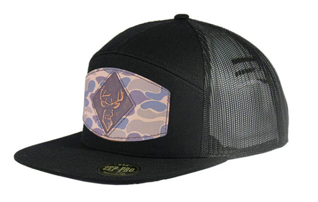 7 Panel Black/Black Buck Hat