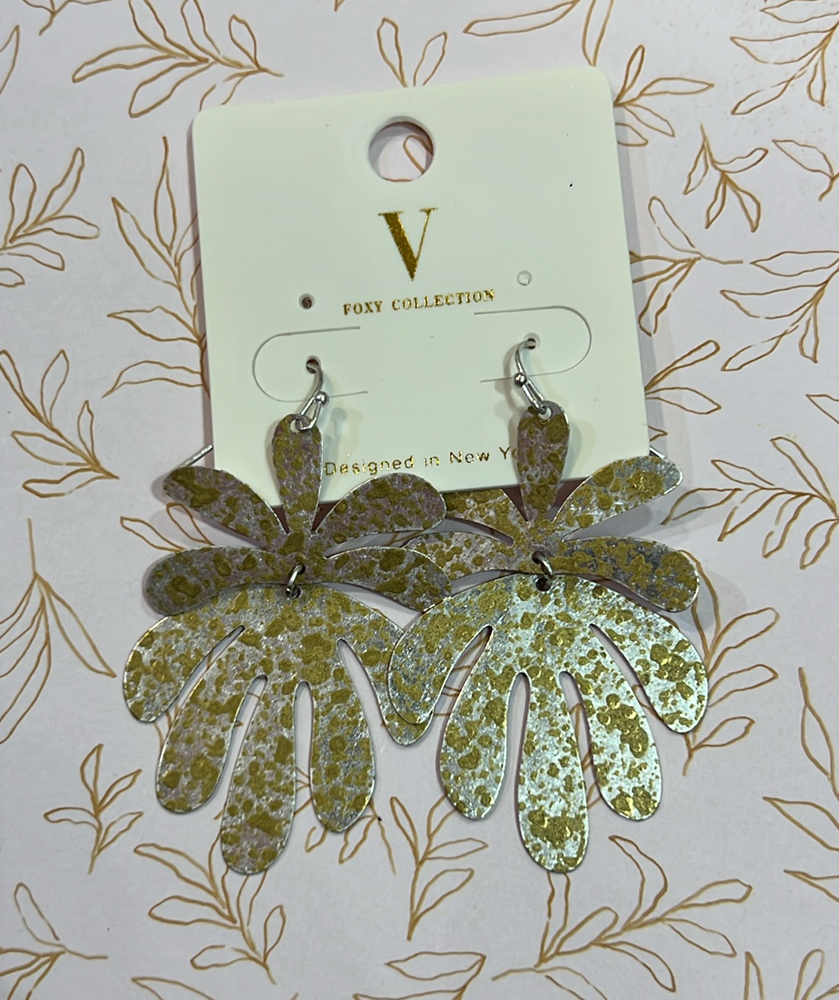 Gold Paint Leaf Earrings