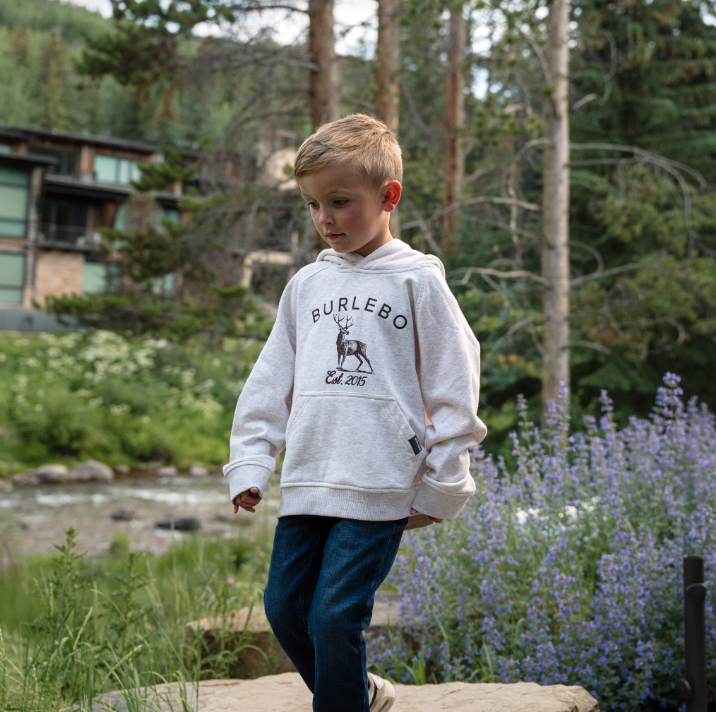 Youth Fleece Hoodie - Whitetail Deer - Heather Oatmeal
