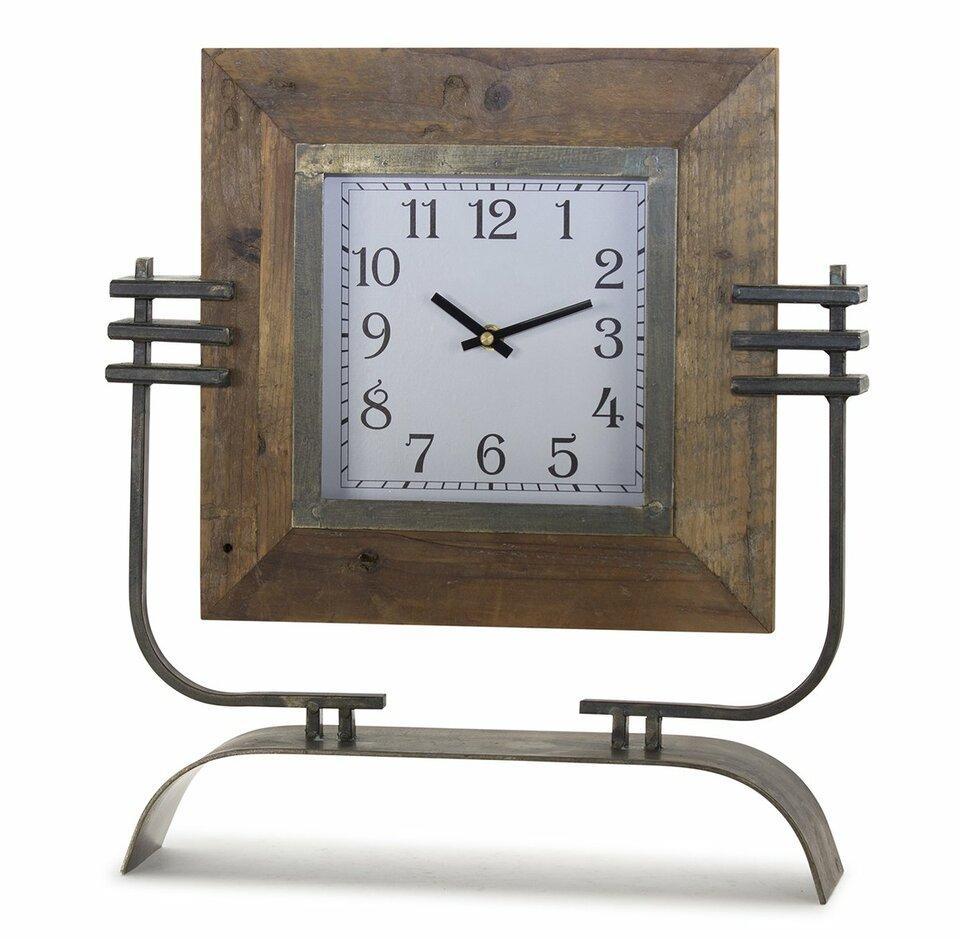 Wooden Clock on Iron Stand
