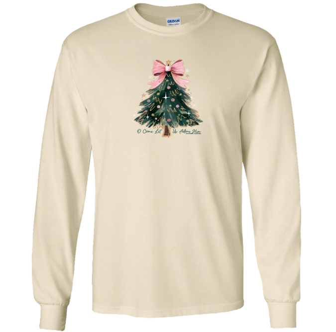 SC Soft Oh Come Let Us Adore Him Front Print LS - Natural