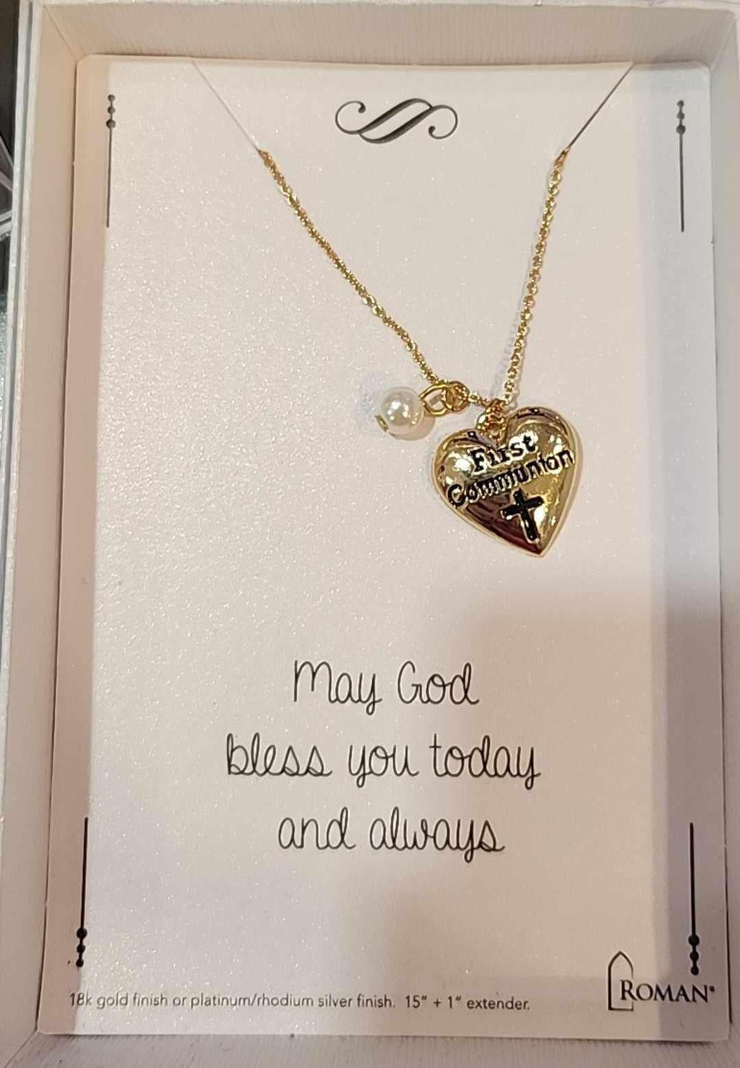First Communion Heart Necklace