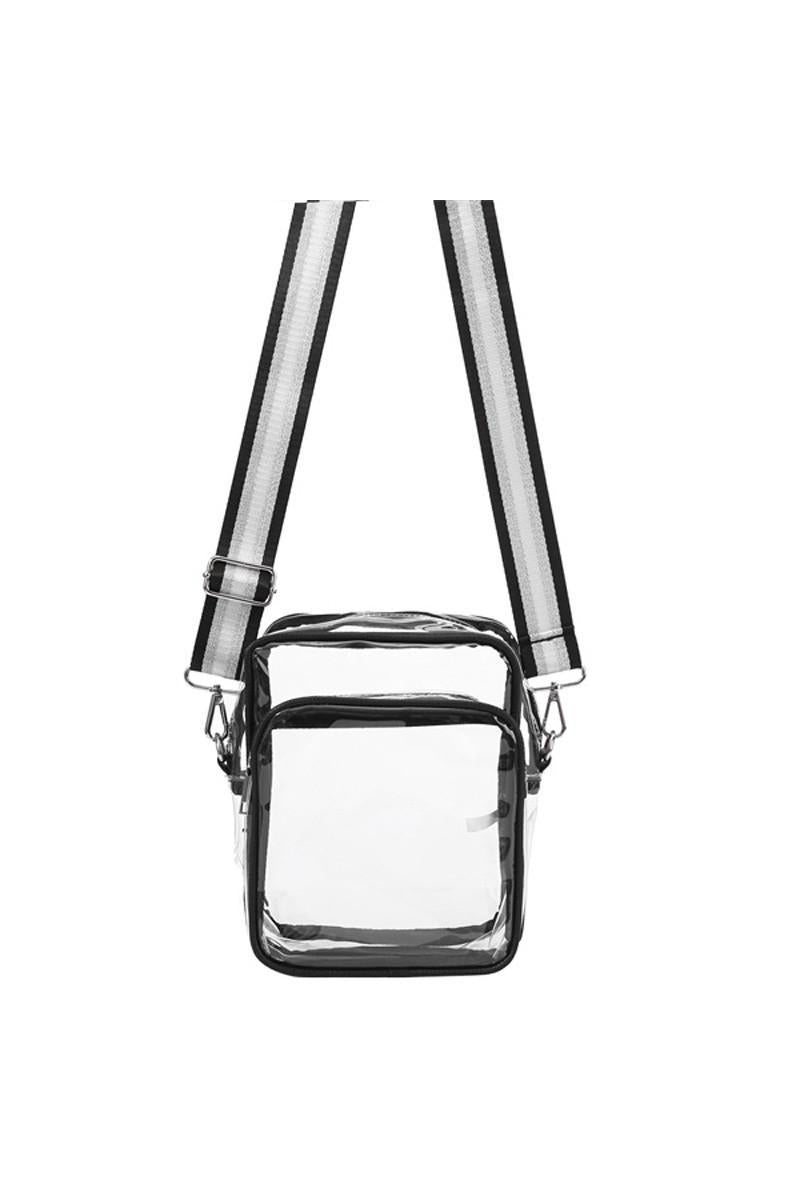 Clear Double Zipper Messenger Crossbody Bag