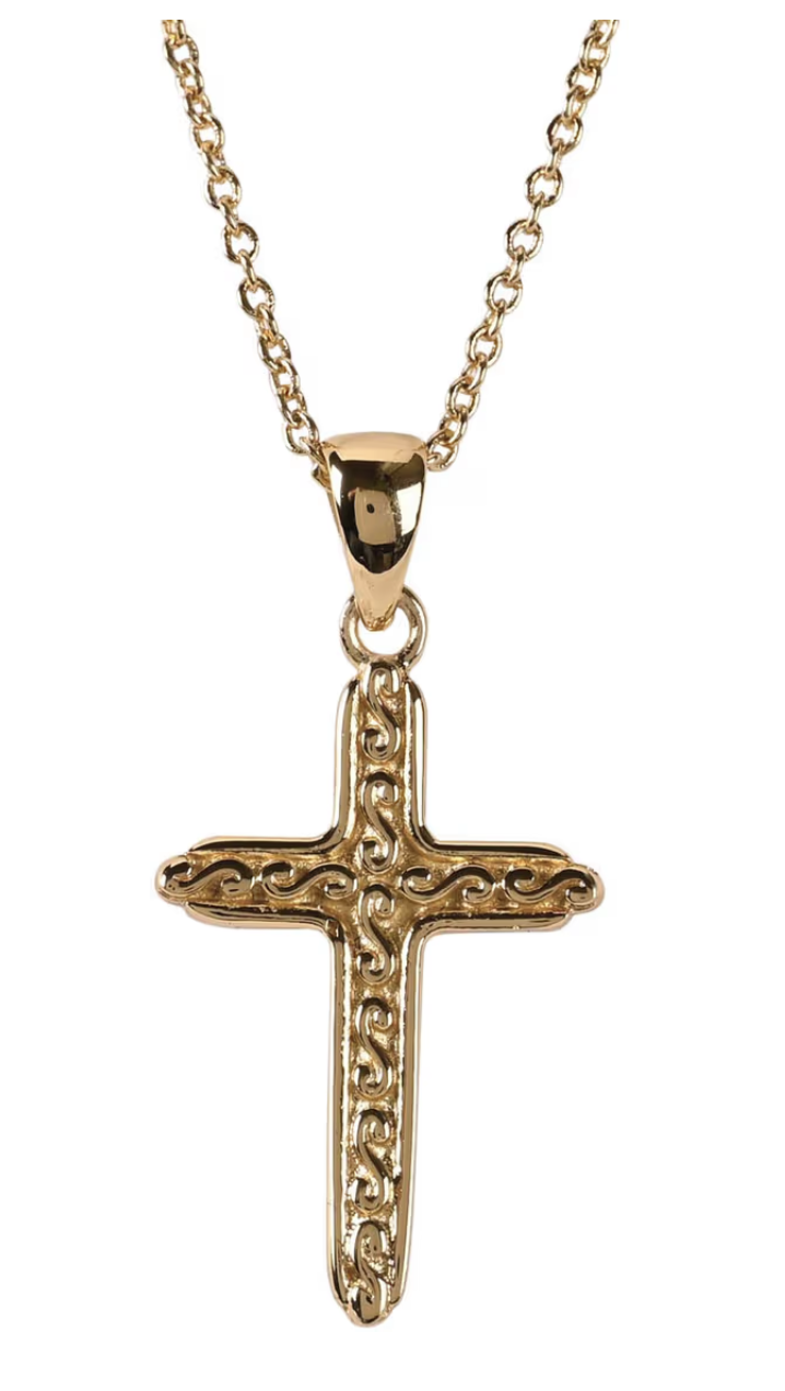 Necklace Scroll Cross Gold Plated 18L