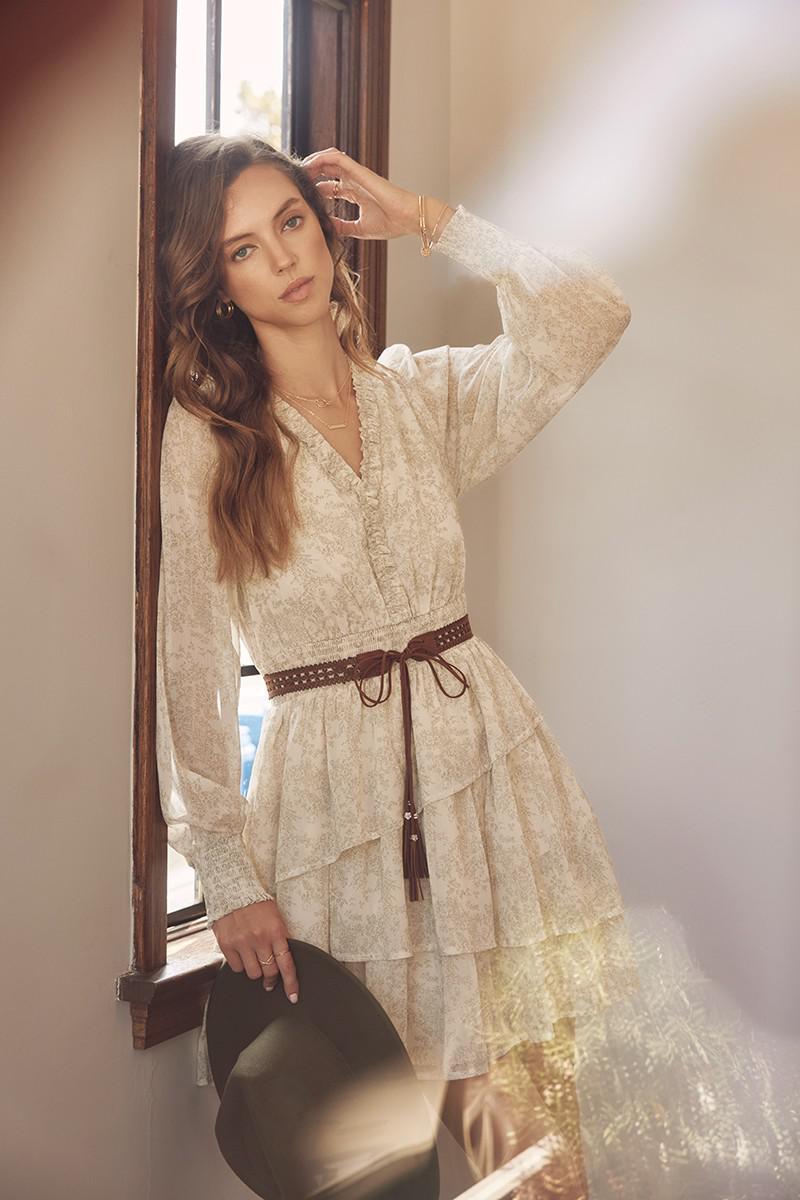 Floral Asymmetrical Tiered Ruffle Mini Dress