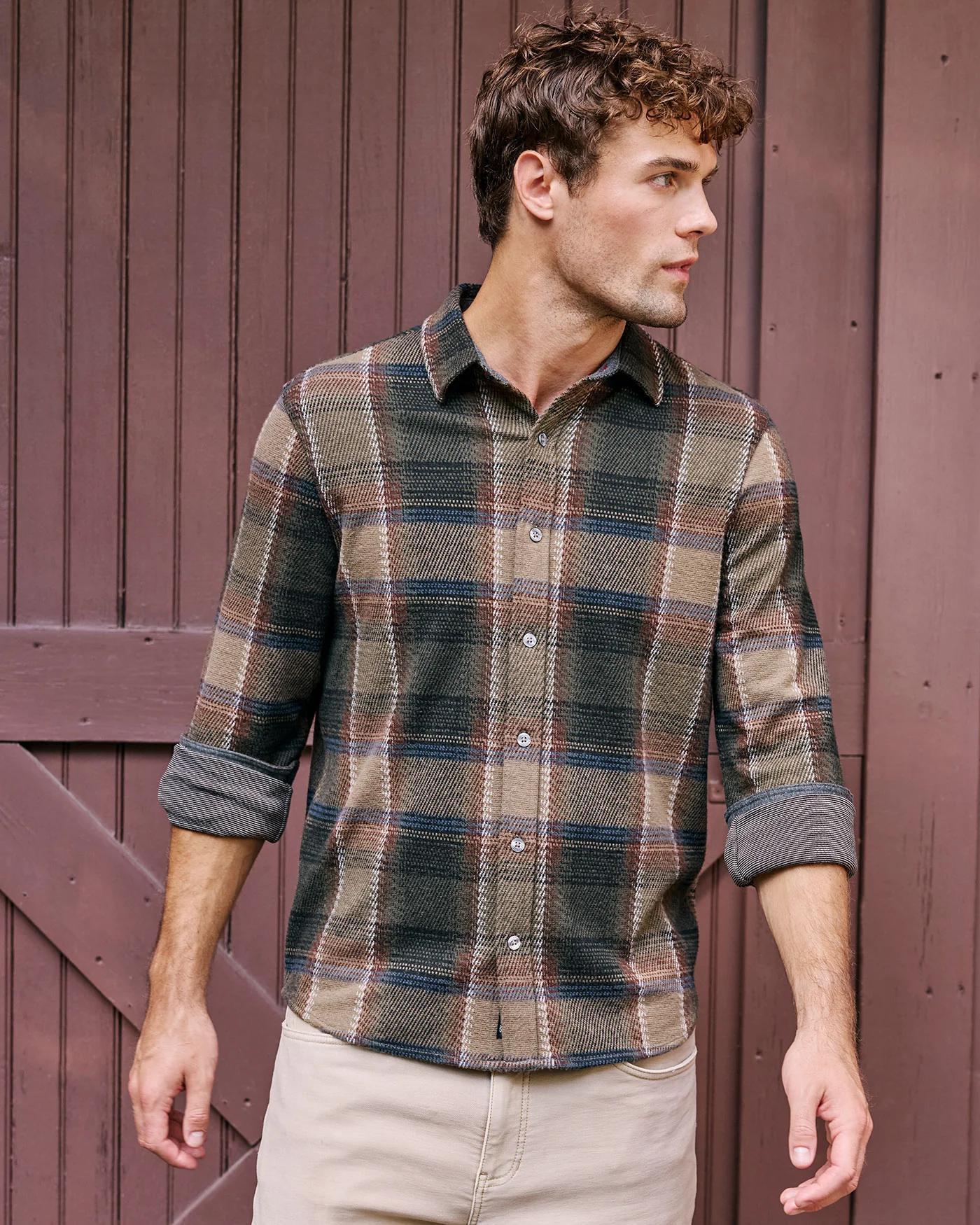 HERO STRETCH FLANNEL SHIRT - OLIVE BROWN