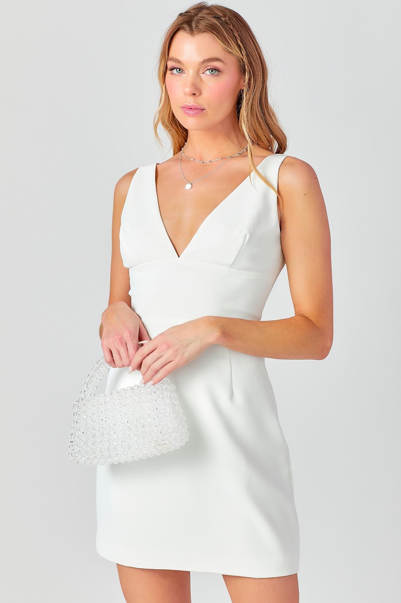 White Heart Neck Bodycon Dress