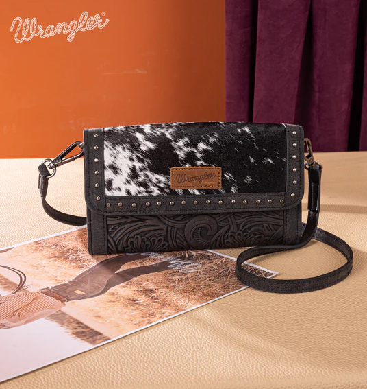 Wrangler Genuine Cowhide Wallet/Wristlet/Crossbody Bag