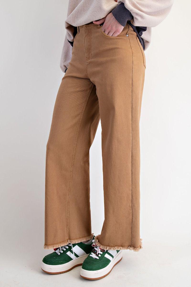 Camel Frayed Twill Pants