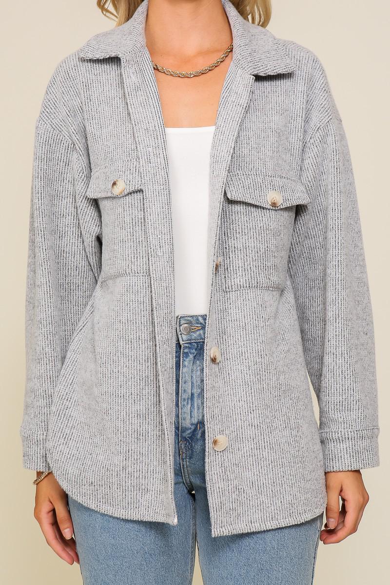 Plus Brushed Button Down Shacket