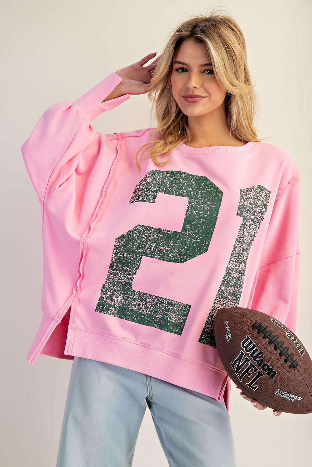 Faded Varsity Pullover Top