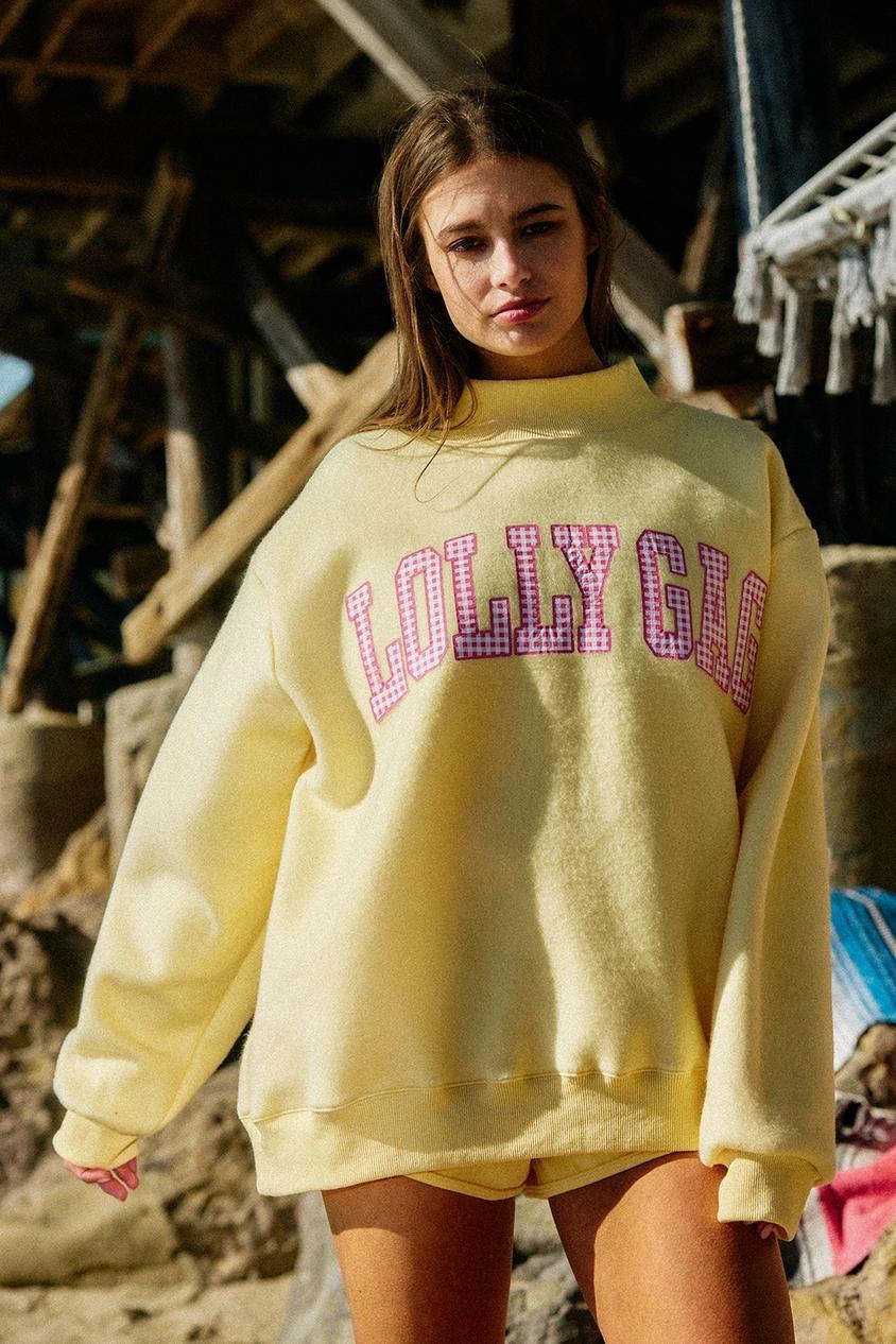 "Dilly Dally & Lolly Gag" Reversible Mock Neck Sweatshirt