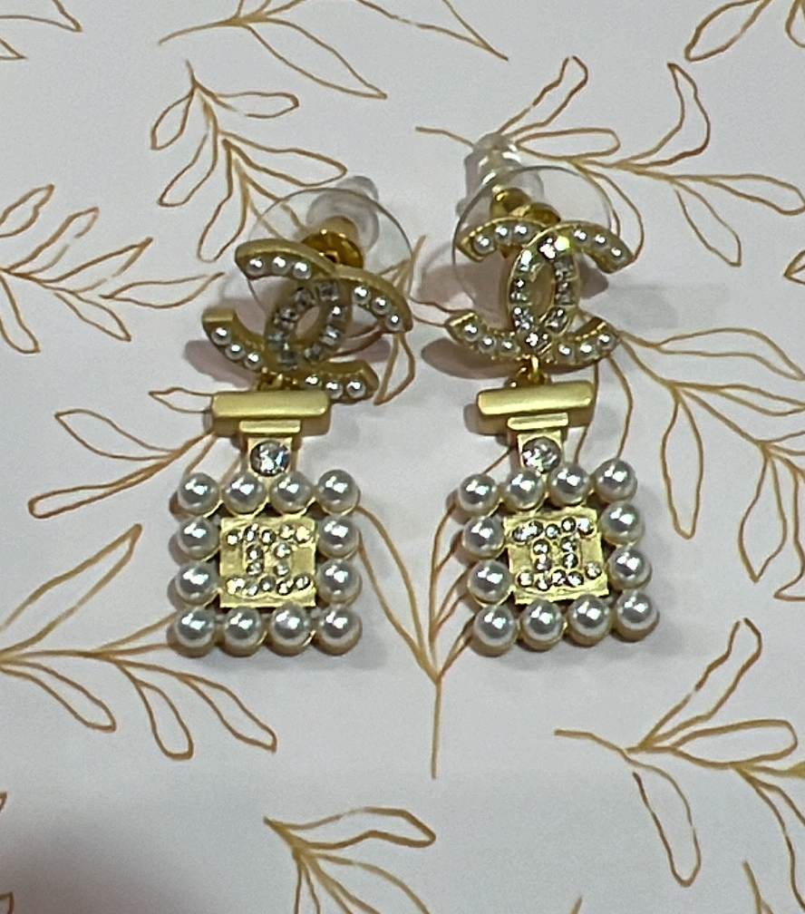 Chanel Pearl Bottle Earrings
