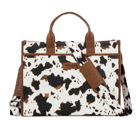 Wrangler Brown Cow Print Carry-All Large Work Tote