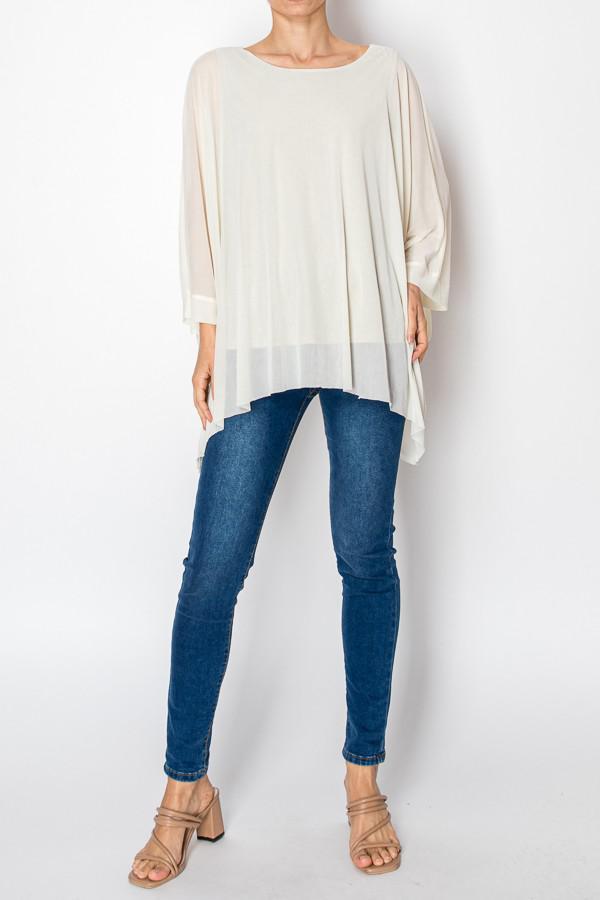 Beige Chiffon Tunic Sparkly Top