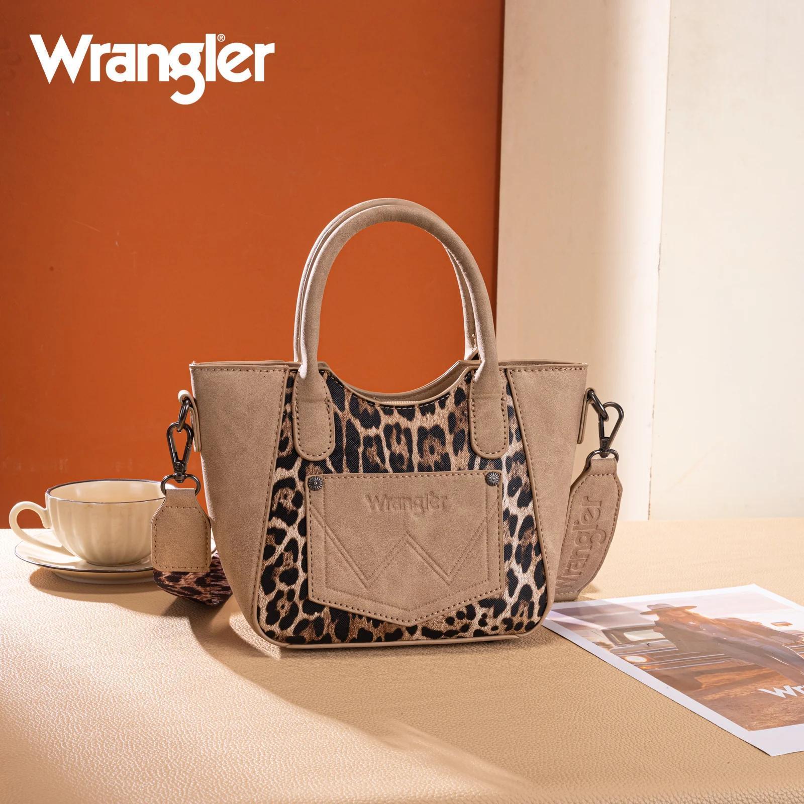 Wrangler Leopard Print Small Tote/Crossbody -Tan