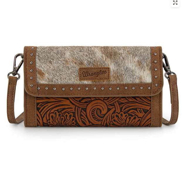 Wrangler Genuine Cowhide Wallet/Wristlet/Crossbody Bag