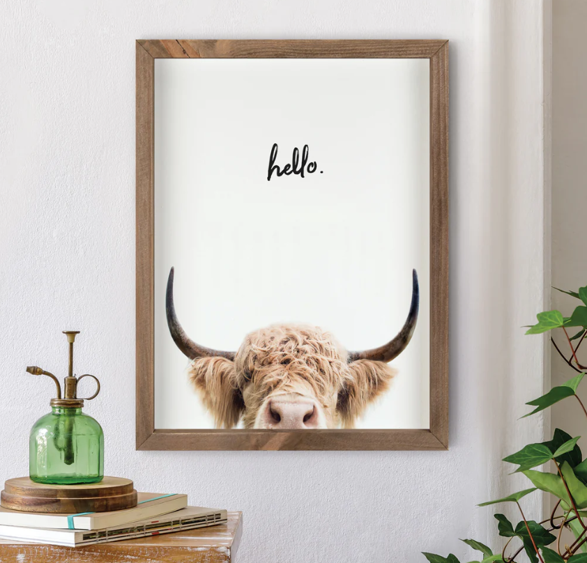 Hello Cow Wall Sign
