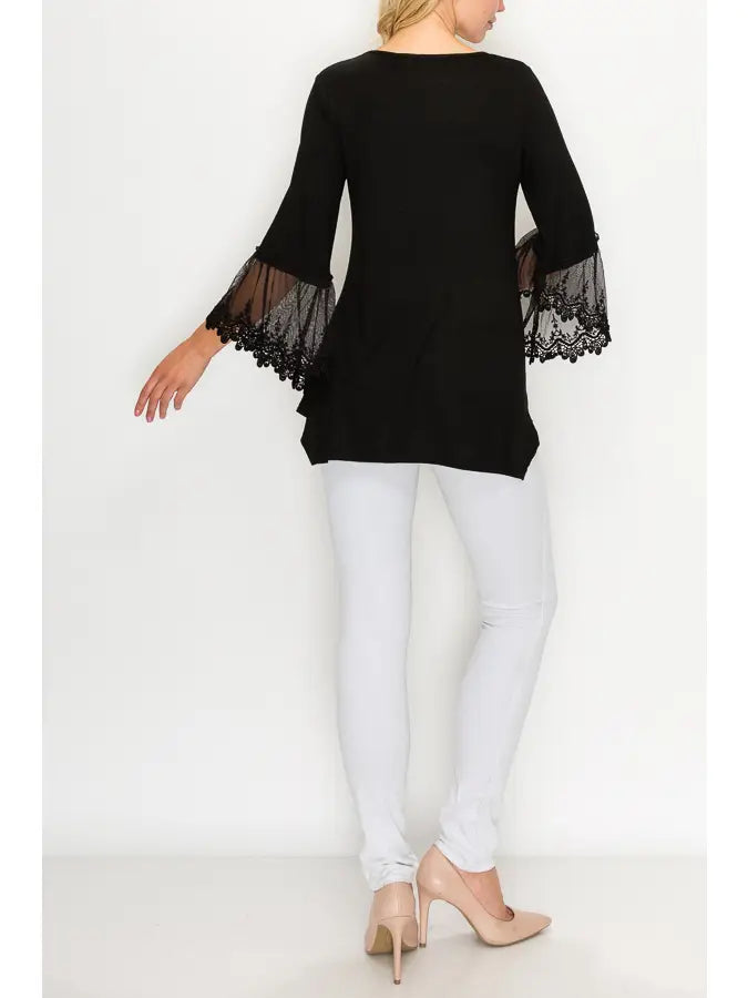 Elegant Lace Bell Sleeve Blouse
