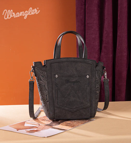 Wrangler Genuine Hair-On Cowhide Tote/Crossbody - Black