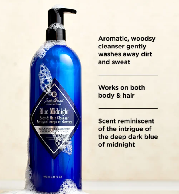 Blue Midnight Body & Hair Cleanser with Black Pepper & Lavender 33 fl oz