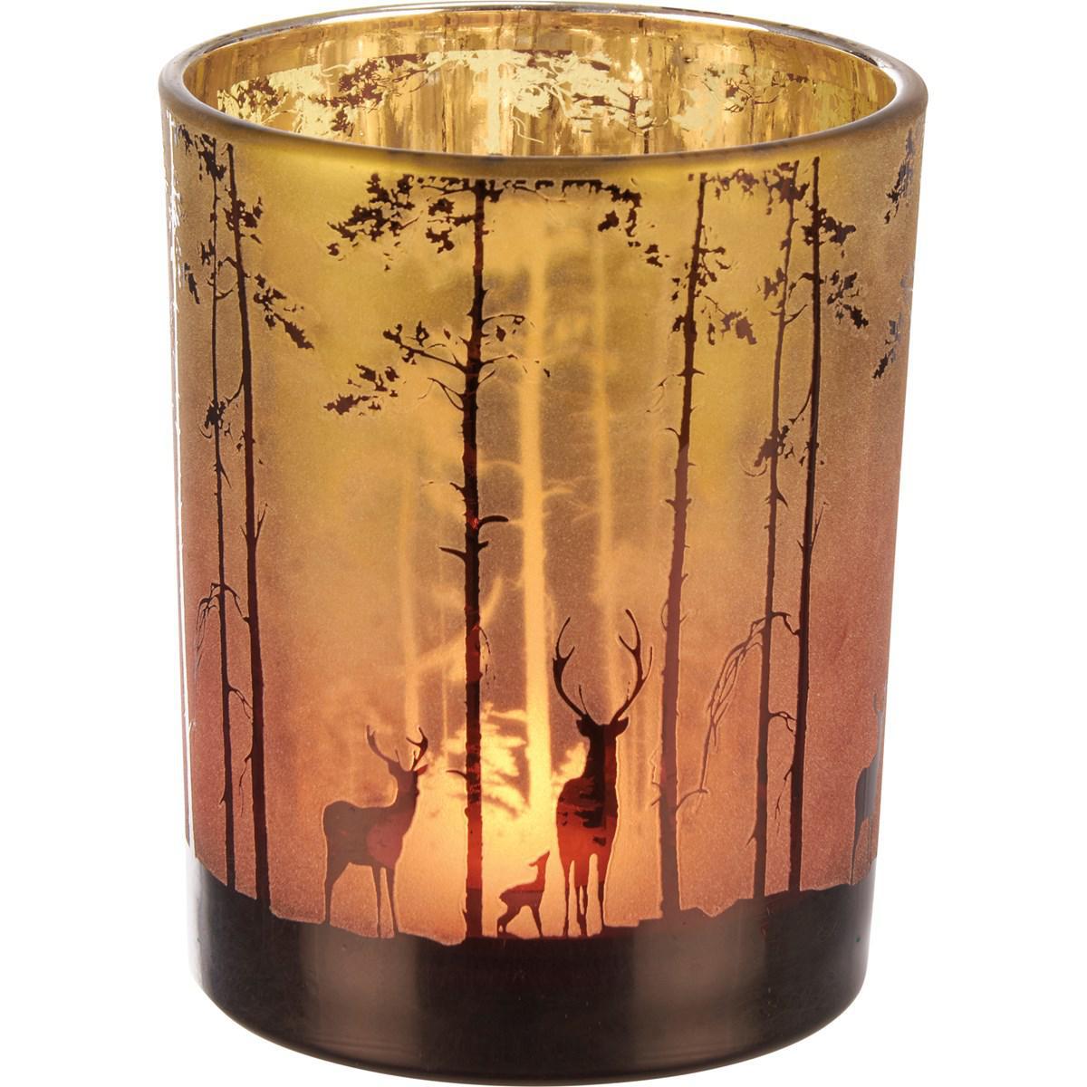 Glass Deer Candle Holder Set