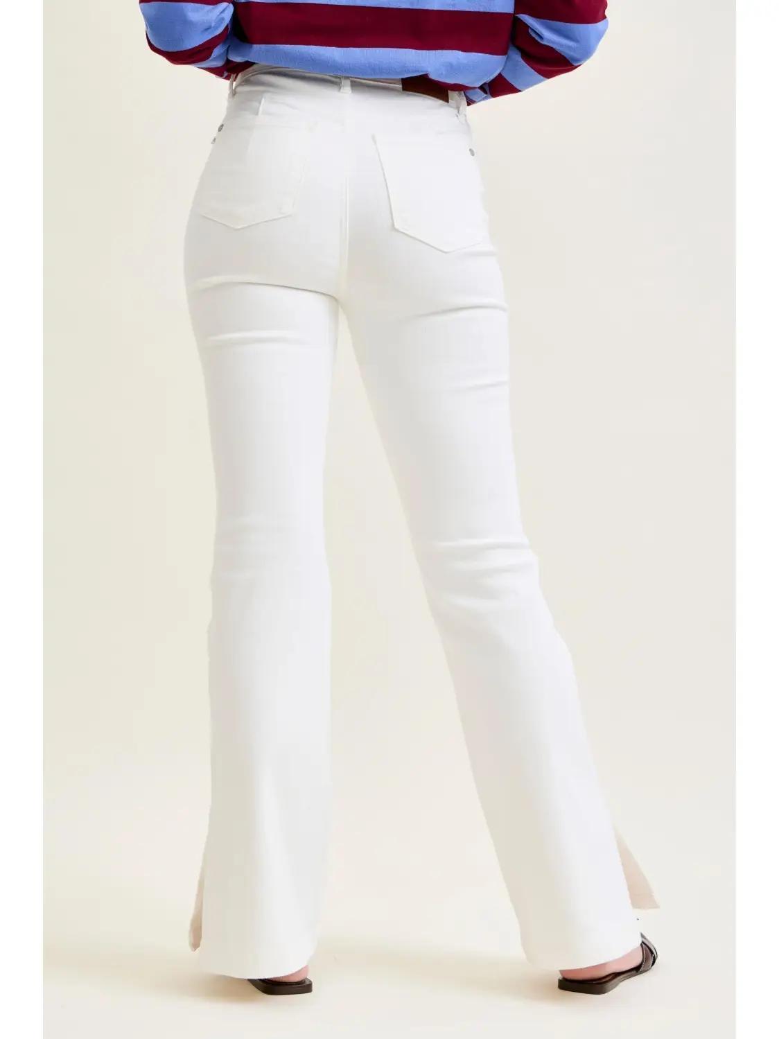 Judy Blue White HW Side Slit Slim Bootcut Jean