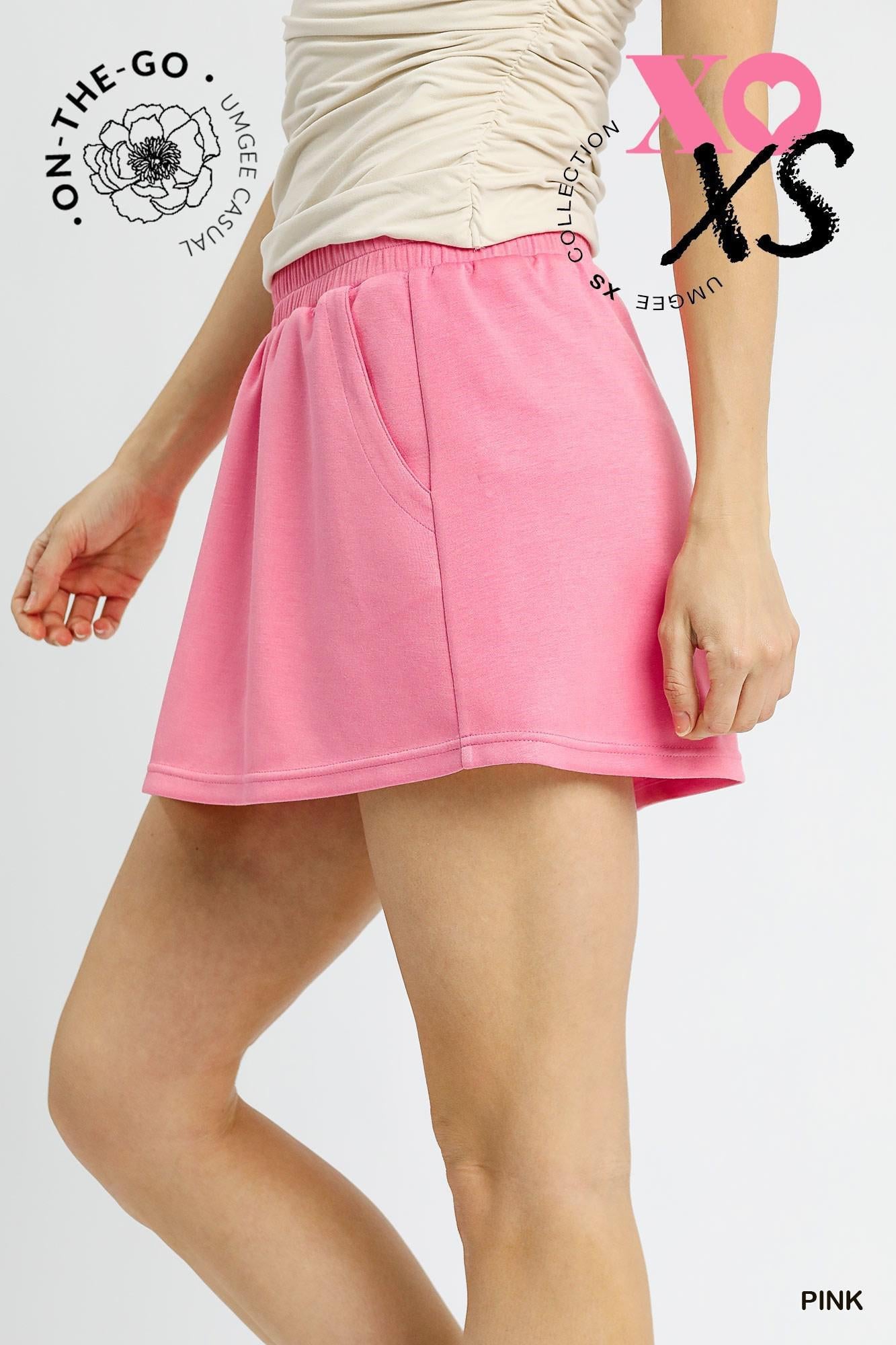 Pink Terry Knit Skort with Pockets