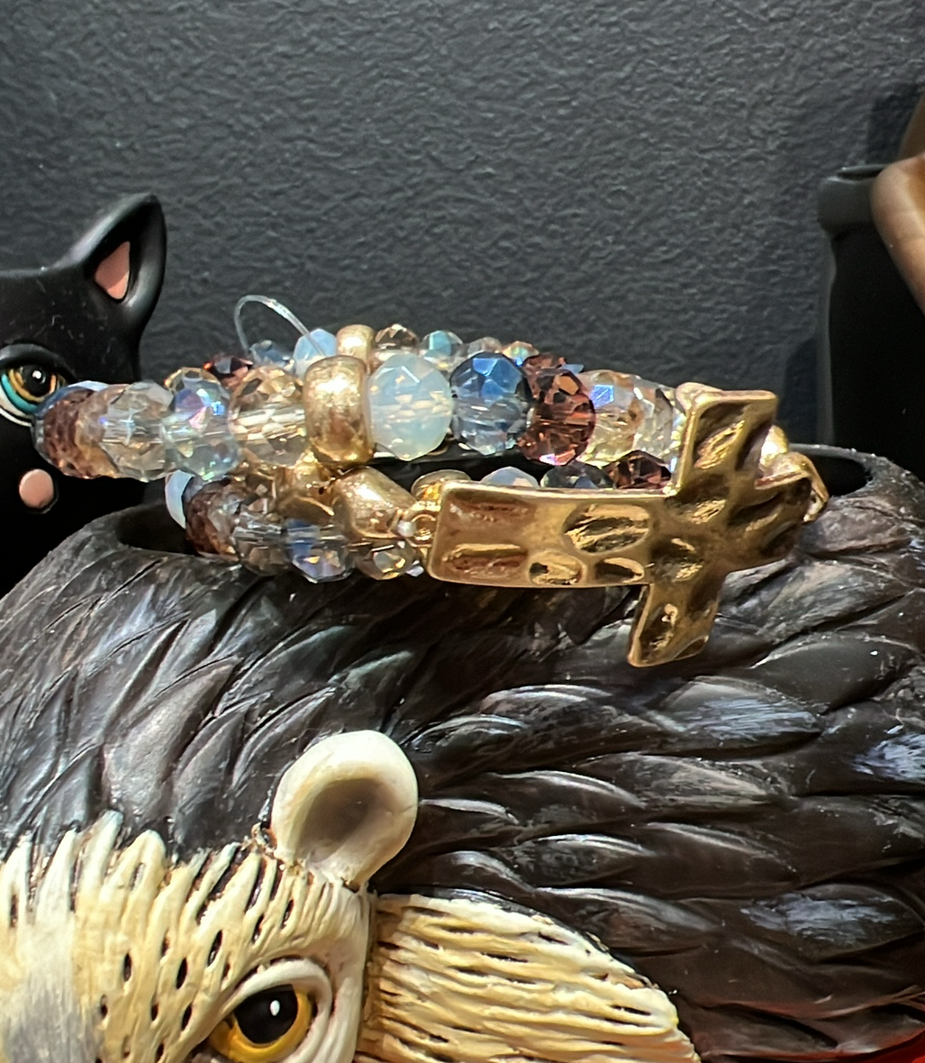Blue Gold Cross Bracelet Set