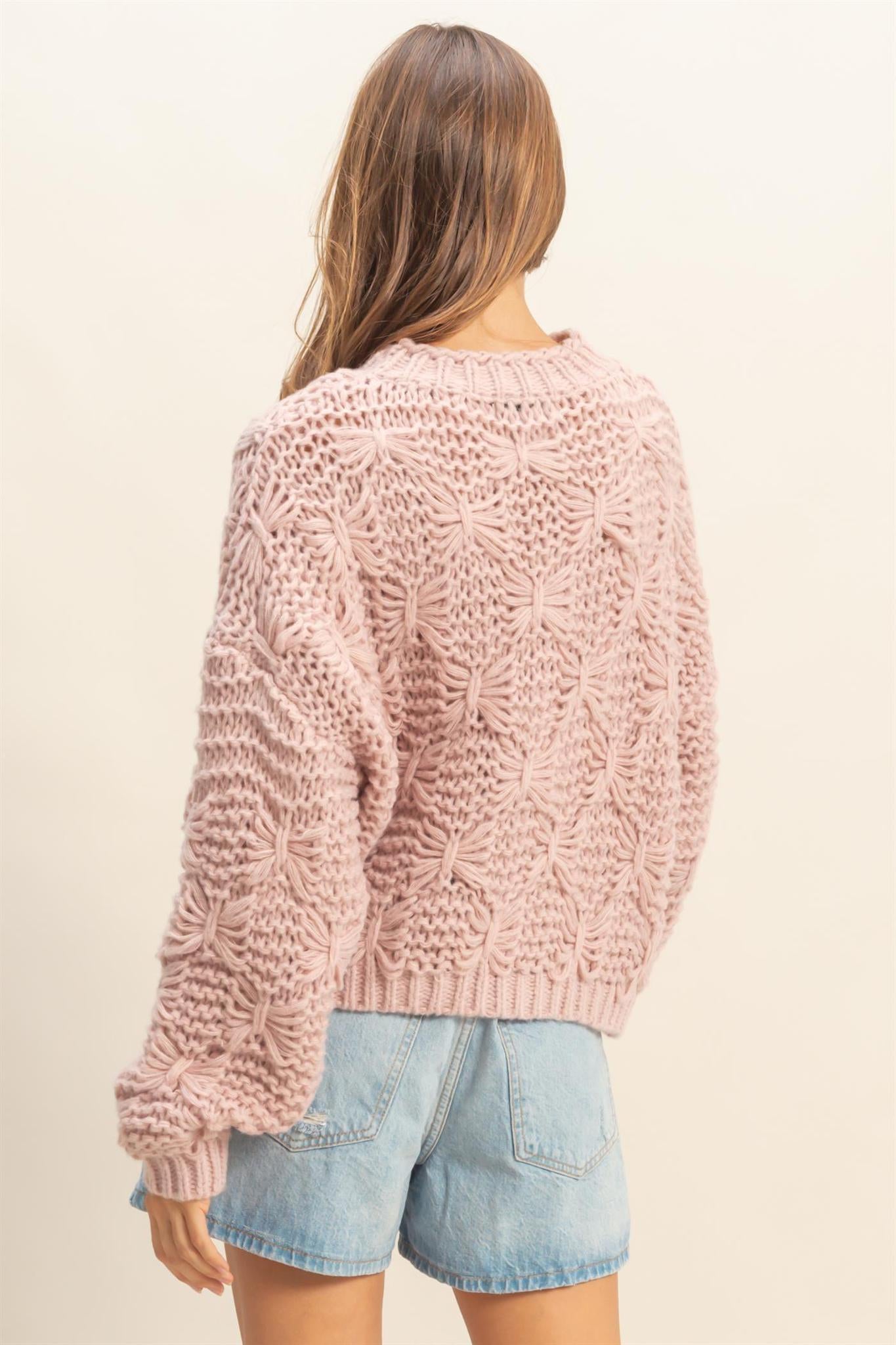 Dusty Rose Chunky Cable Knit Sweater