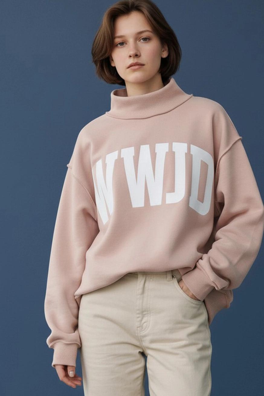 WWJD & Amen Reversible Mock Neck Sweatshirt