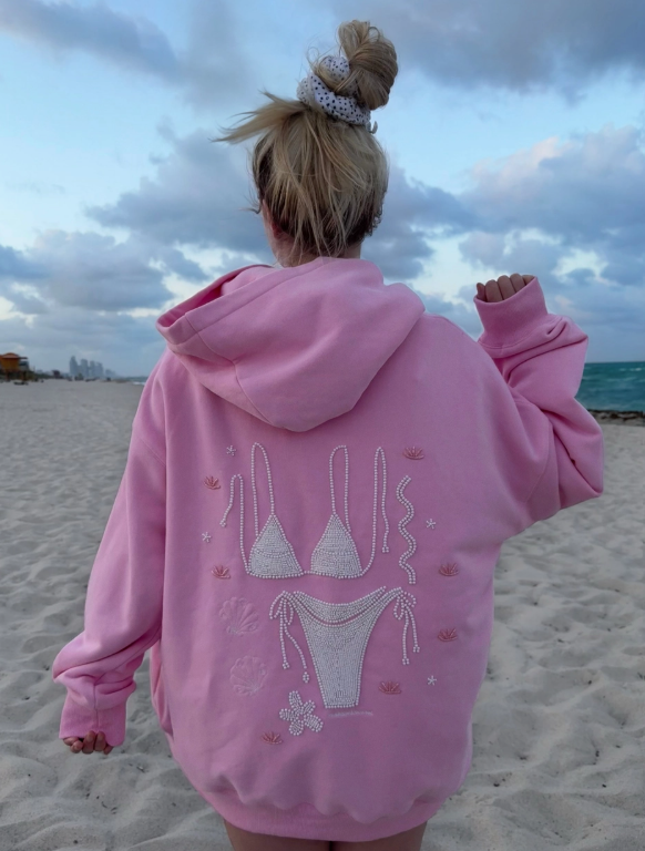 Lottie Pink Bikini Beaded Ocean Hoodie