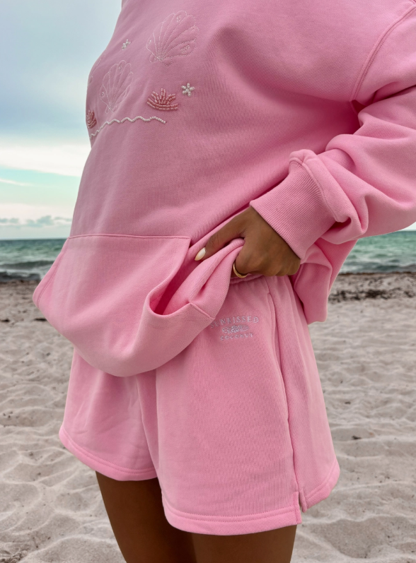 Lottie Pink Embroidered Sweat Shorts
