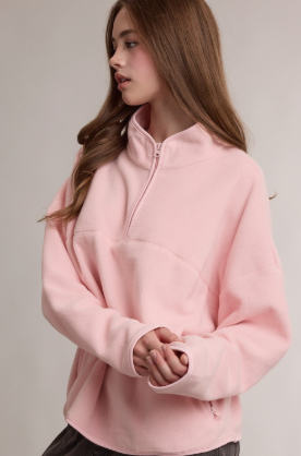 Powder Pink Women's Fleece Quarter-zip Pullover