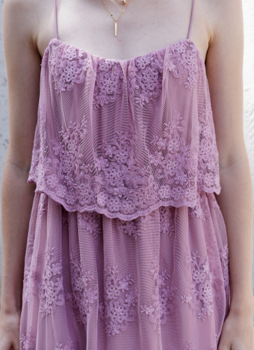 Orchard Floral Tiered Lace Midi Dress