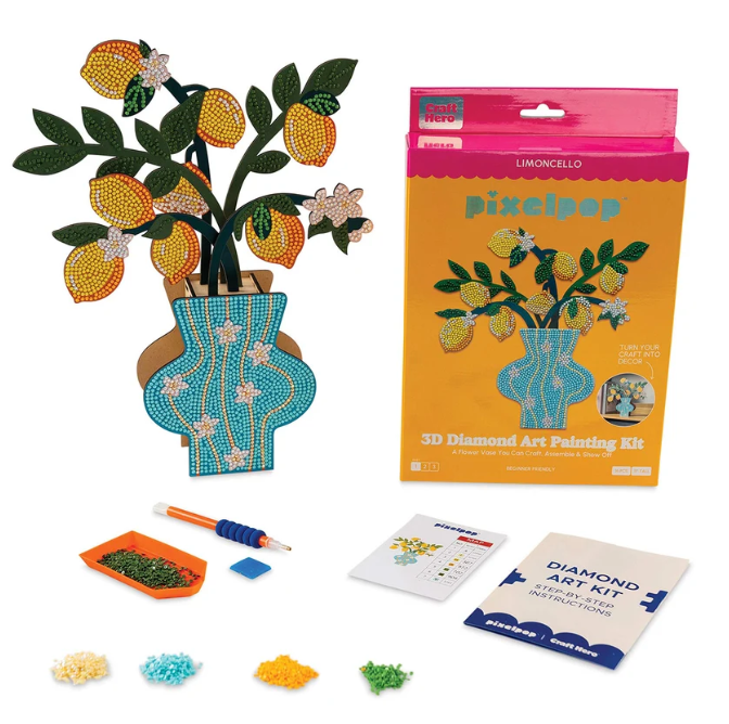 Craft Hero Pixelpop™ - Limoncello - 3D Diamond Art Vase Decor Kit