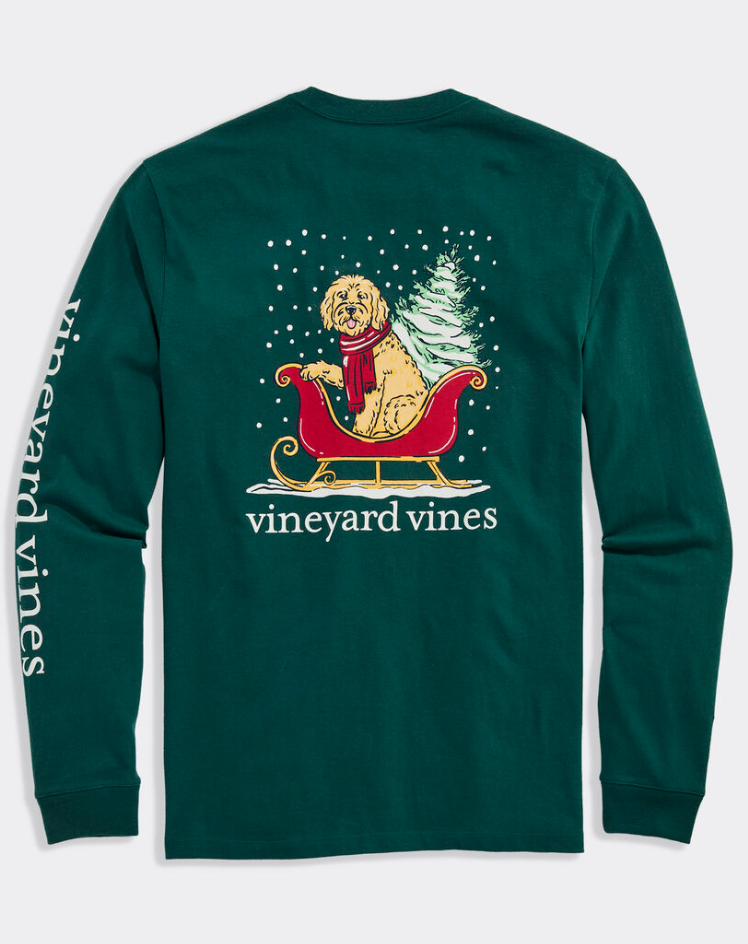 Doodle Sleigh Long-Sleeve Pocket Tee