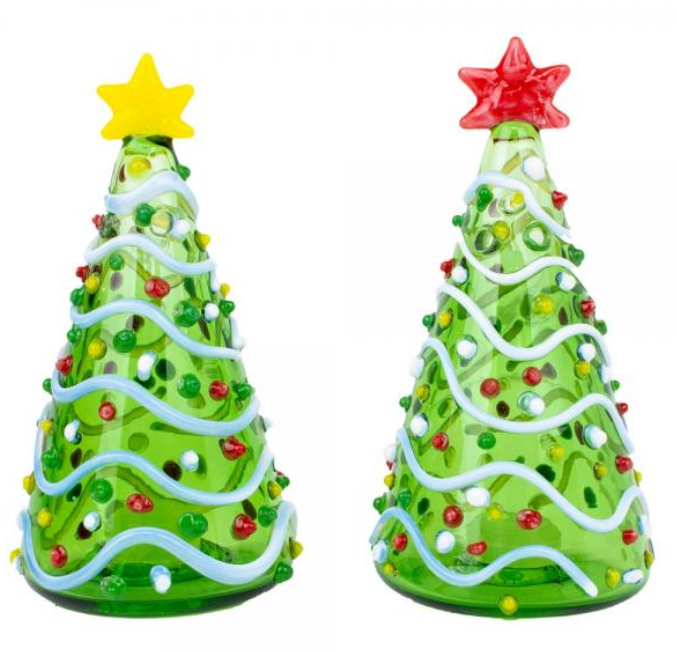 Glass Christmas Tree Salt and Pepper Shakers