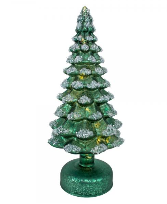 Glass LED Tree Sage Green 10 inch