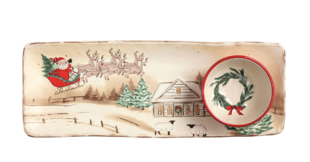 Christmas Farm Scene Tray & Dip Set