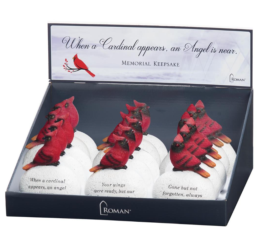 CARDINAL ON STONE 4" - 3 Assorted Styles