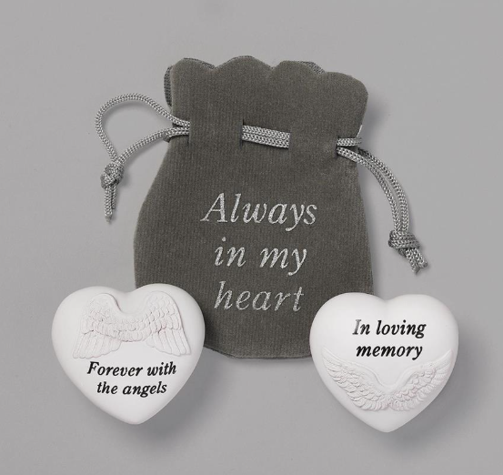 1.5"H MEMORIAL HEART IN POUCH