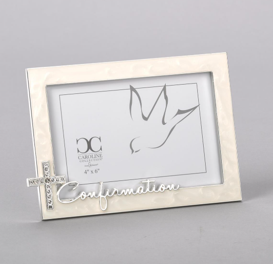 4.75"H CONFIRMATION FRAME 4X6 RHINESTONE CROSS