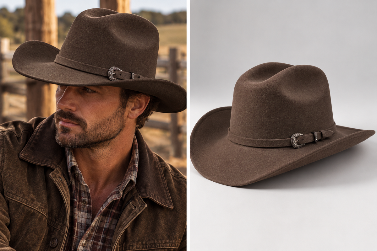 Badlands Faux Felt Cattleman's Crease with Buckle Band Brown