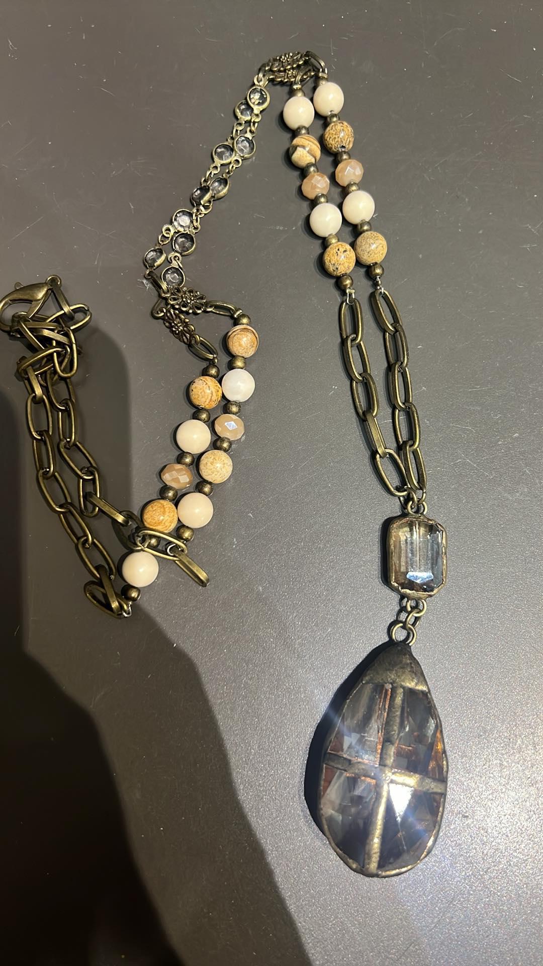 Amber Cross Stone Necklace