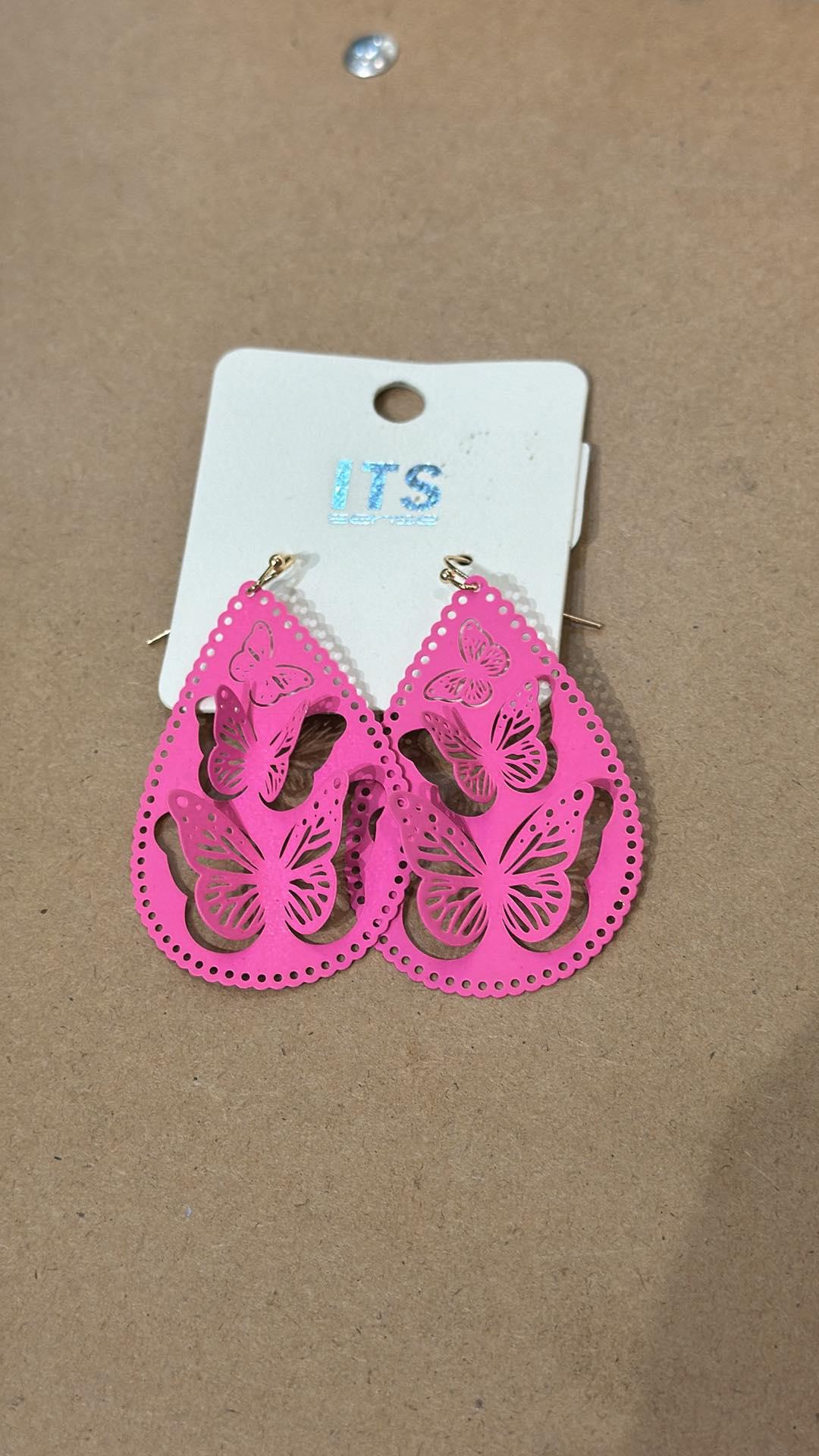 Pink Butterfly Pop Earrings